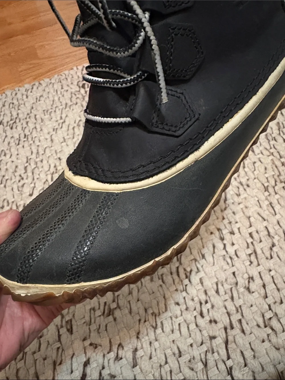 Sorel Black and Gum Lace-Up Women's Winter/Rain Boots